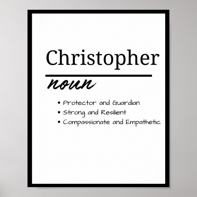 Christopher, Boy Personalisiert Name Definition Poster (Vorne)