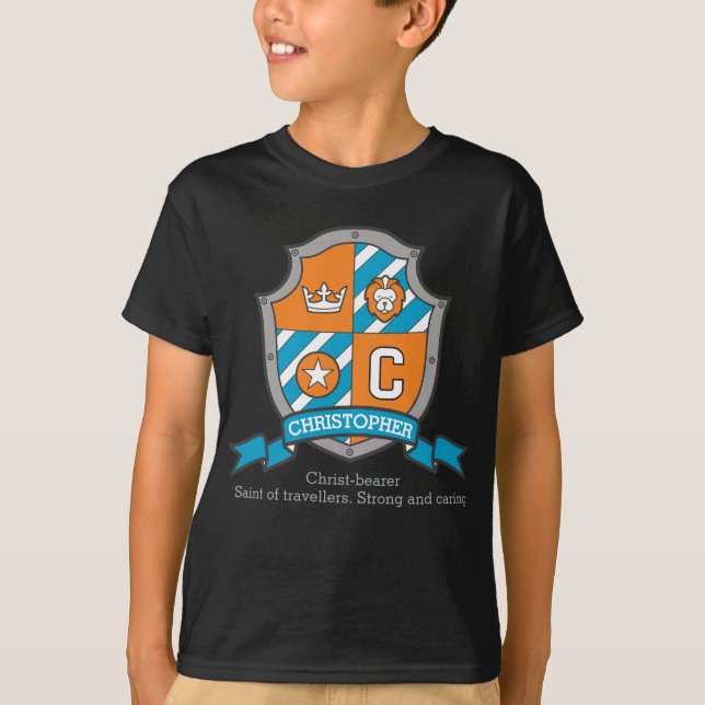 Christopher boys C name & meint Wappen Schild T-Shirt (Vorderseite)