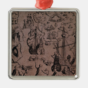 Christopher Colombus, der die Inseln entdeckt Ornament Aus Metall