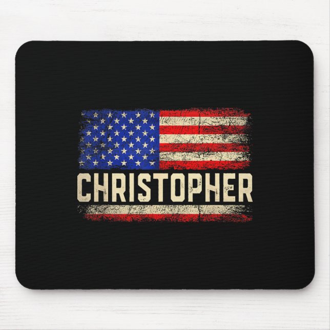 Christopher First Name Shirt Christopher Name Amer Mousepad (Vorne)