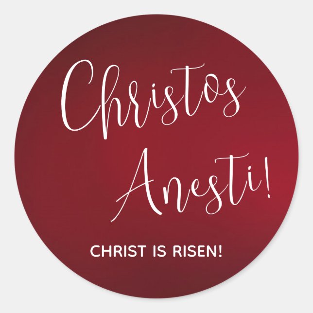 Christos Anesti! Christus ist Risen! Red Classic R Runder Aufkleber (Vorderseite)