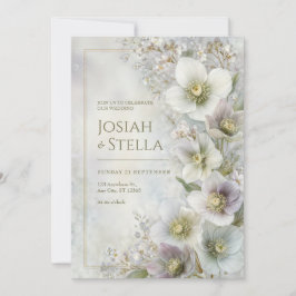 Christrose Ätherischer Botanischer Rahmen Hochzeit Einladung