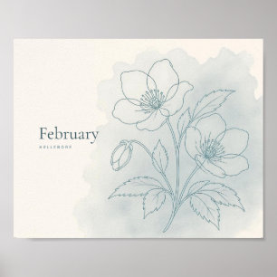 Christrose Botanischer Kunstdruck Februar-Blume Poster