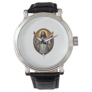 Christus Alpha Omega Graviertes Weißes Shirt 2 Armbanduhr