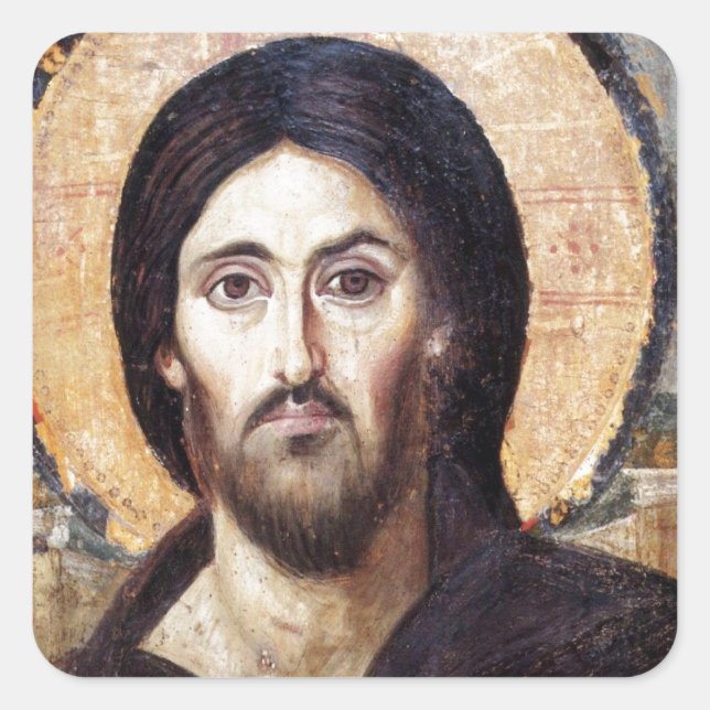 Christus als Herrscher von allen Quadratischer Aufkleber (Vorderseite)