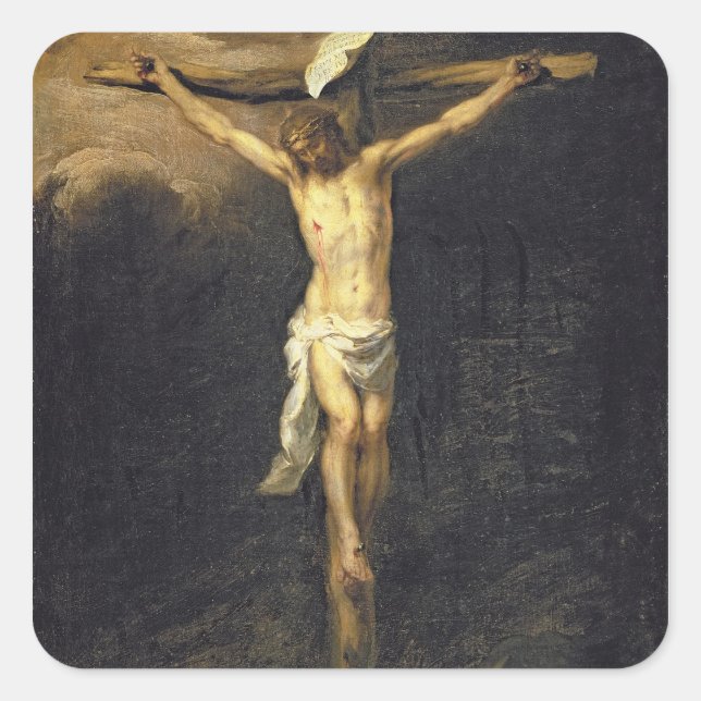 Christus am Kreuz, 1672 Quadratischer Aufkleber (Vorderseite)