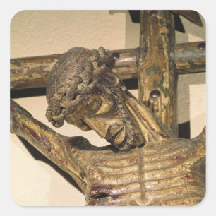 Christus am Kreuz, genannt "Le Devot Christ" Quadratischer Aufkleber