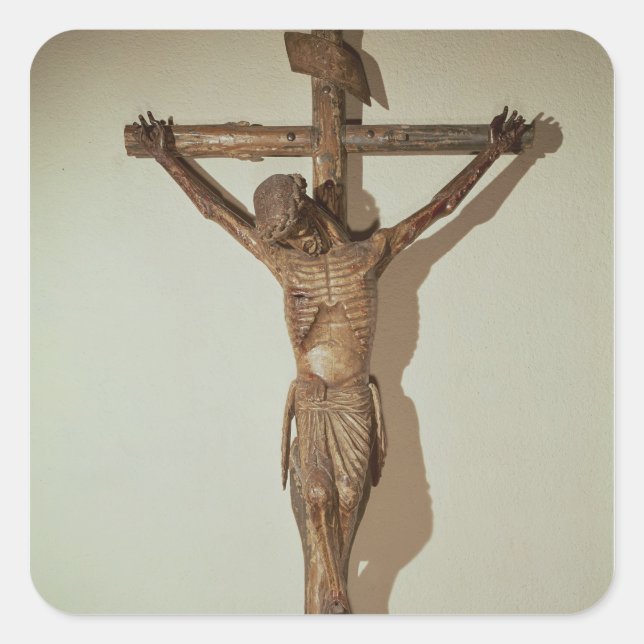 Christus am Kreuz, genannt "Le Devot Christ" Quadratischer Aufkleber (Vorderseite)
