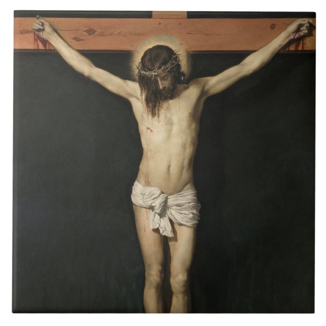 Christus am Kreuz (Glaube) (Velazquez) gekreuzigt Fliese (Vorderseite)