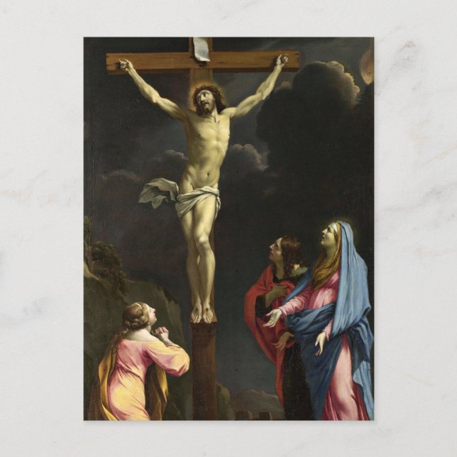 Christus am Kreuz von Eustache Le Suer Postkarte (Vorderseite)