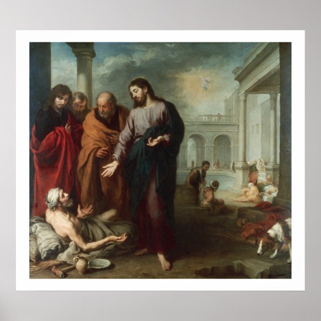 Christus am Pool von Bethesda, 1667-70 (Öl auf ca. Poster (Vorne)