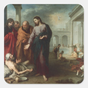 Christus am Pool von Bethesda, 1667-70 (Öl auf Ca Quadratischer Aufkleber