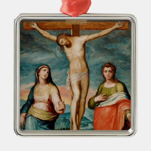 Christus auf dem Kreuz mit Heiligen Ornament Aus Metall