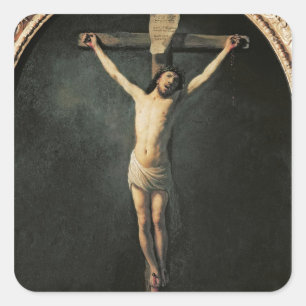 Christus auf dem Kreuz Quadratischer Aufkleber