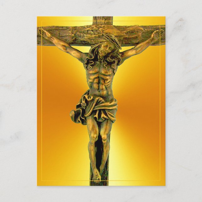 Christus auf der Kreuzfokus-Postkarte des Glaubens Postkarte (Vorderseite)