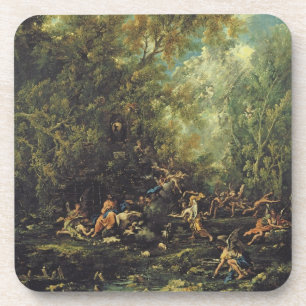 Christus beachtete durch die Engel, c.1725-30 (Öl Getränkeuntersetzer