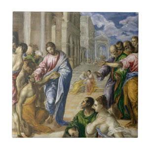 Christus, der das blinde heilt fliese