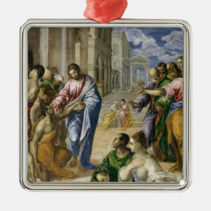 Christus, der das blinde heilt silbernes ornament