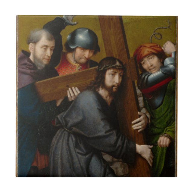 Christus, der das Kreuz, mit der Kreuzigung trägt Fliese (Vorderseite)