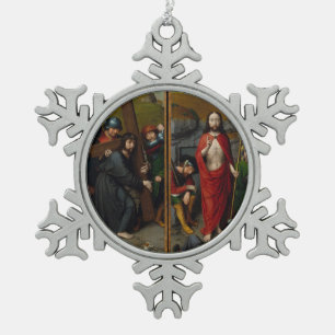 Christus, der das Kreuz trägt Schneeflocken Zinn-Ornament