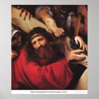 Christus, der das Kreuz von Lorenzo Lotto führt Poster
