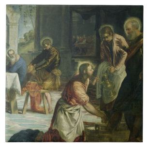 Christus, der die Füße der Schüler, c.1547 wäs Fliese