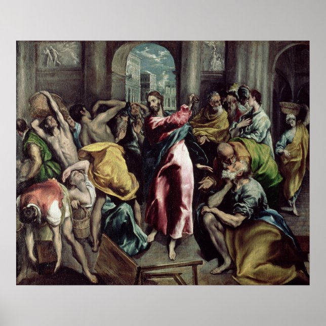 Christus, der die Händler aus dem Tempel treibt Poster (Vorne)