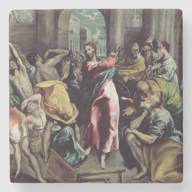 Christus, der die Händler vom Tempel fährt Steinuntersetzer (Vorderseite)