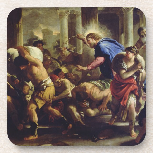 Christus, der die Kaufleute vom Tempel fährt Untersetzer (Vorderseite)