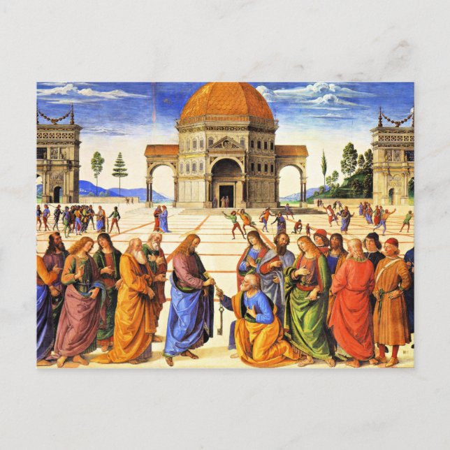Christus, der die Schlüssel an den hl. Peter überg Postkarte (Vorderseite)