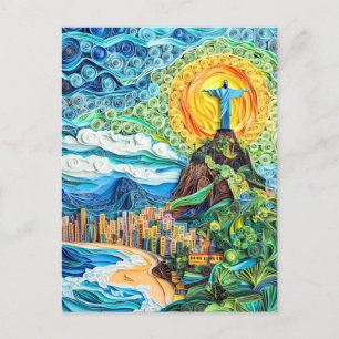 Christus der Erlöser in Rio zu bezwingen Postkarte