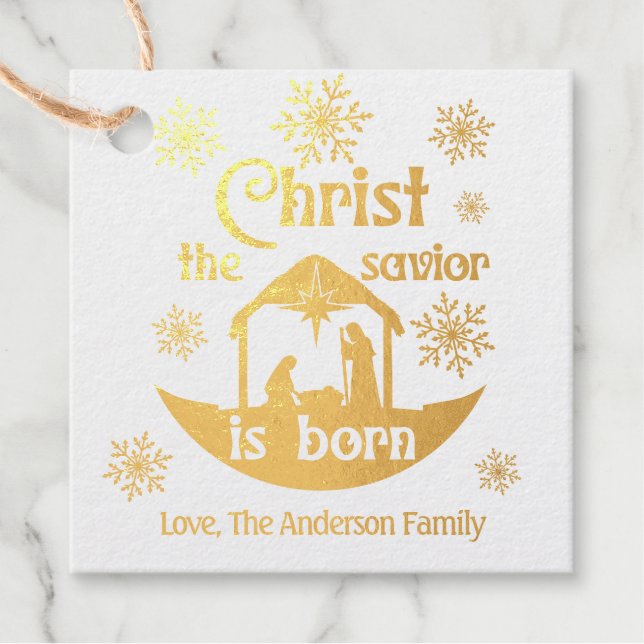 Christus Der Erlöser ist Geboren Christliche Kripp Geschenkanhänger (Vorderseite)
