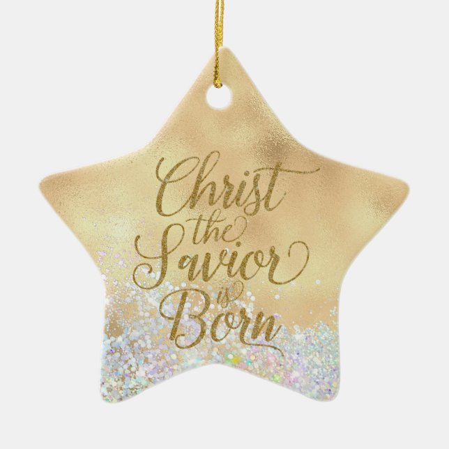 Christus der Erlöser ist Geboren Weihnachten Keramik Ornament (Vorne)