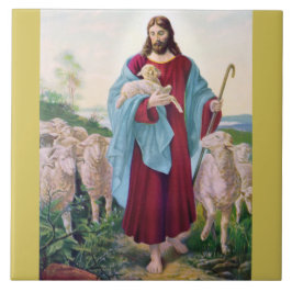 Christus Der gute Hirte Bernard Plockhorst 1878 Fliese