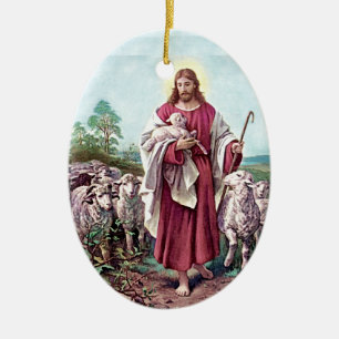 Christus Der gute Hirte Bernard Plockhorst 1878 Keramikornament