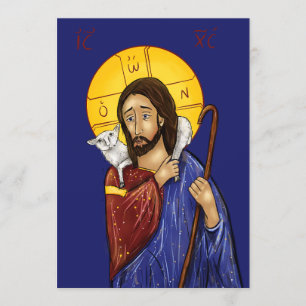 Christus der Gute Hirte Icon-Karte (Groß) Dankeskarte