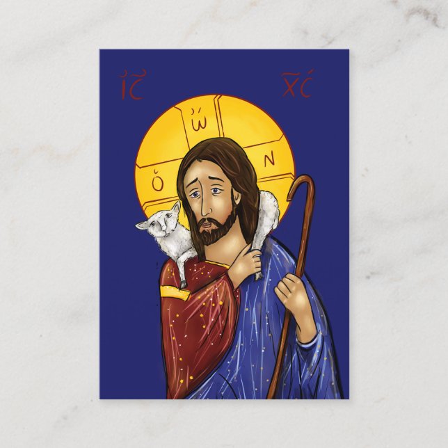 Christus der gute Hirte Icon Karten (extra klein) (Vorderseite)