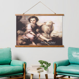 Christus der gute Hirte Wandteppich Mit Holzrahmen