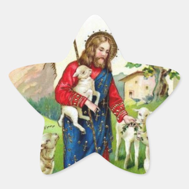 Christus der Hirte Stern-Aufkleber (Vorderseite)