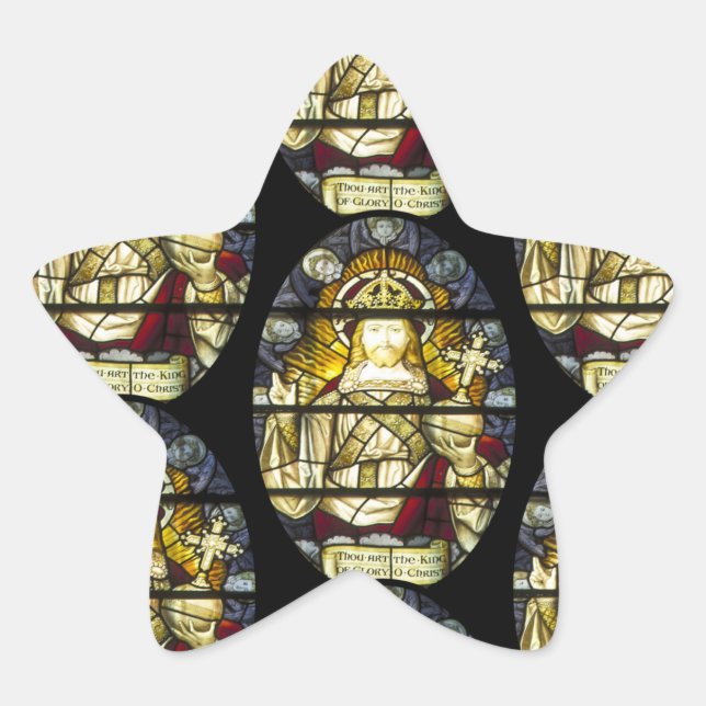 Christus der König festgehaltenes Glas Religiös Stern-Aufkleber (Vorderseite)