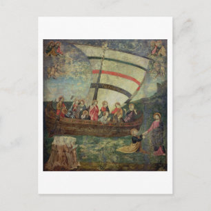 Christus, der nach dem "Navicella" auf dem Wasser  Postkarte