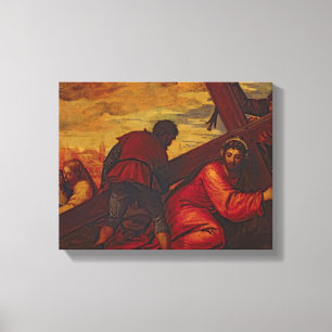 Christus, der unter das Gewicht des Kreuzes sinkt Leinwanddruck