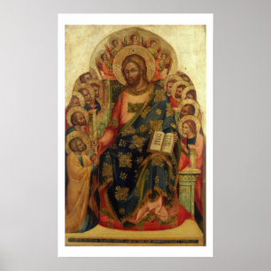 Christus, der von Heiligen und Engeln begeistert i Poster