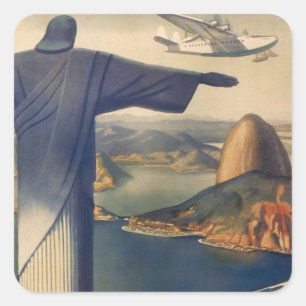 Christus-Erlöser-Statue, Rio De Janeiro, Brasilien Quadratischer Aufkleber