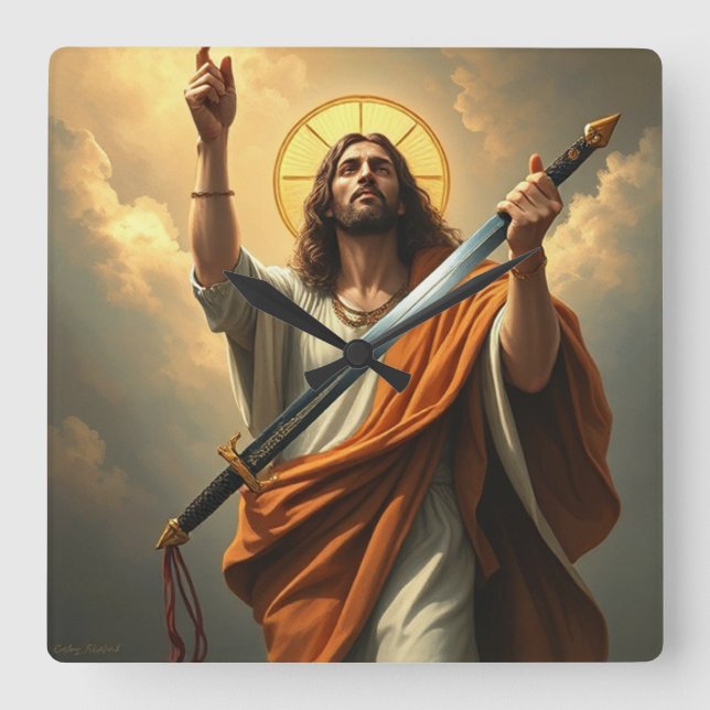 Christus gibt Wall-Uhr zurück Quadratische Wanduhr (Vorderseite)
