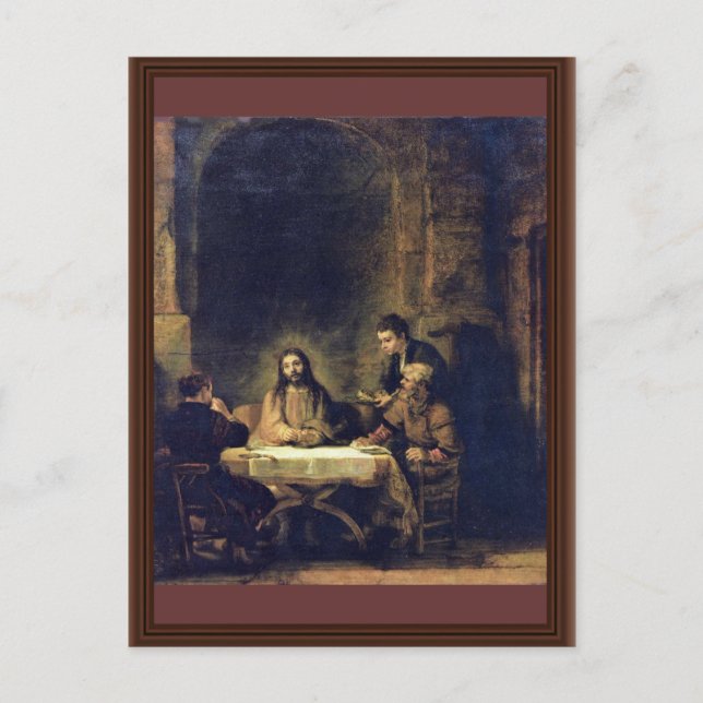 Christus im Emmaus bei Rembrandt Harmensz. Van Rij Postkarte (Vorderseite)