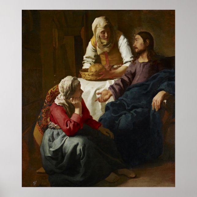 Christus im Haus von Martha und Maria von Vermeer Poster (Vorne)