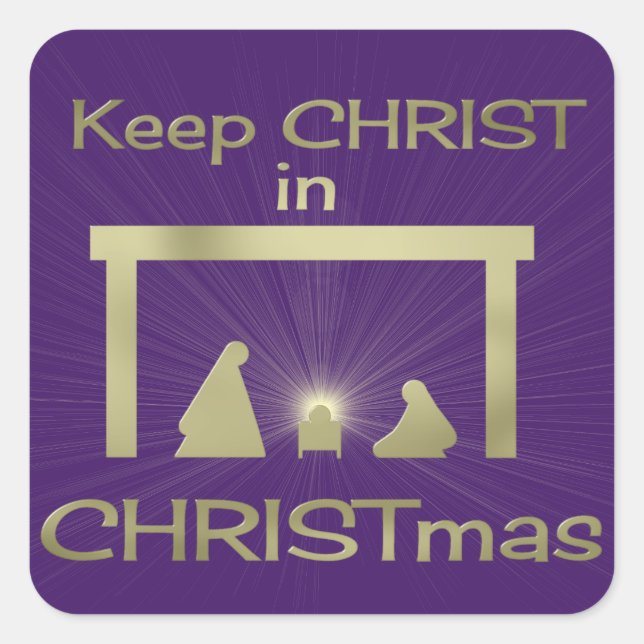 Christus in den Weihnachtsbunten Aufklebern behalt Quadratischer Aufkleber (Vorderseite)