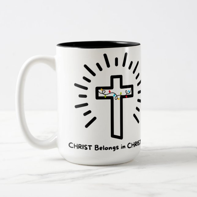 Christus in der Weihnachtszeit-Tasse Zweifarbige Tasse (Links)