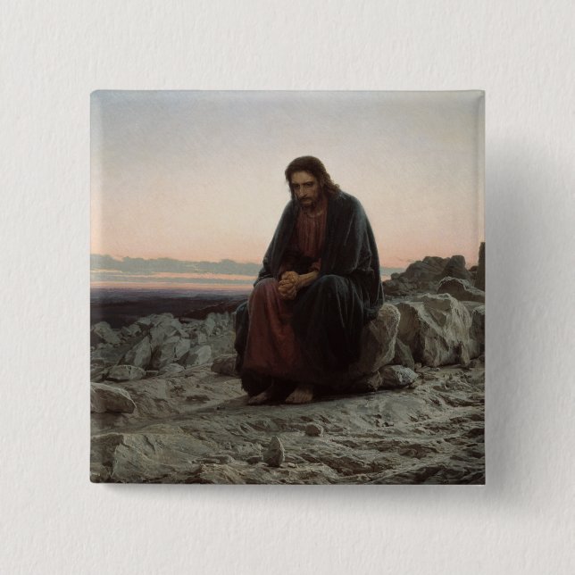 Christus in der Wildnis (von Ivan Kramskoi) Button (Vorderseite)